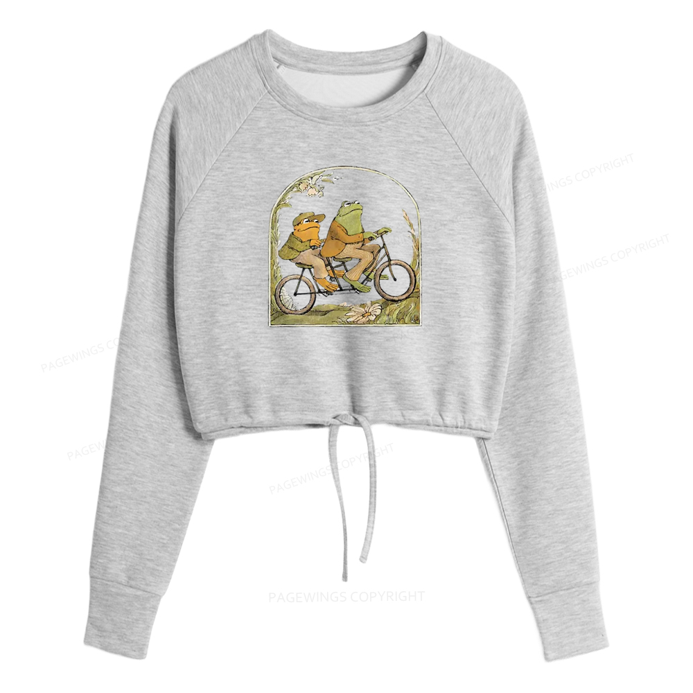 Pagewings The Growing Frog Book Vintage Women Cropped Sweatshirt 
