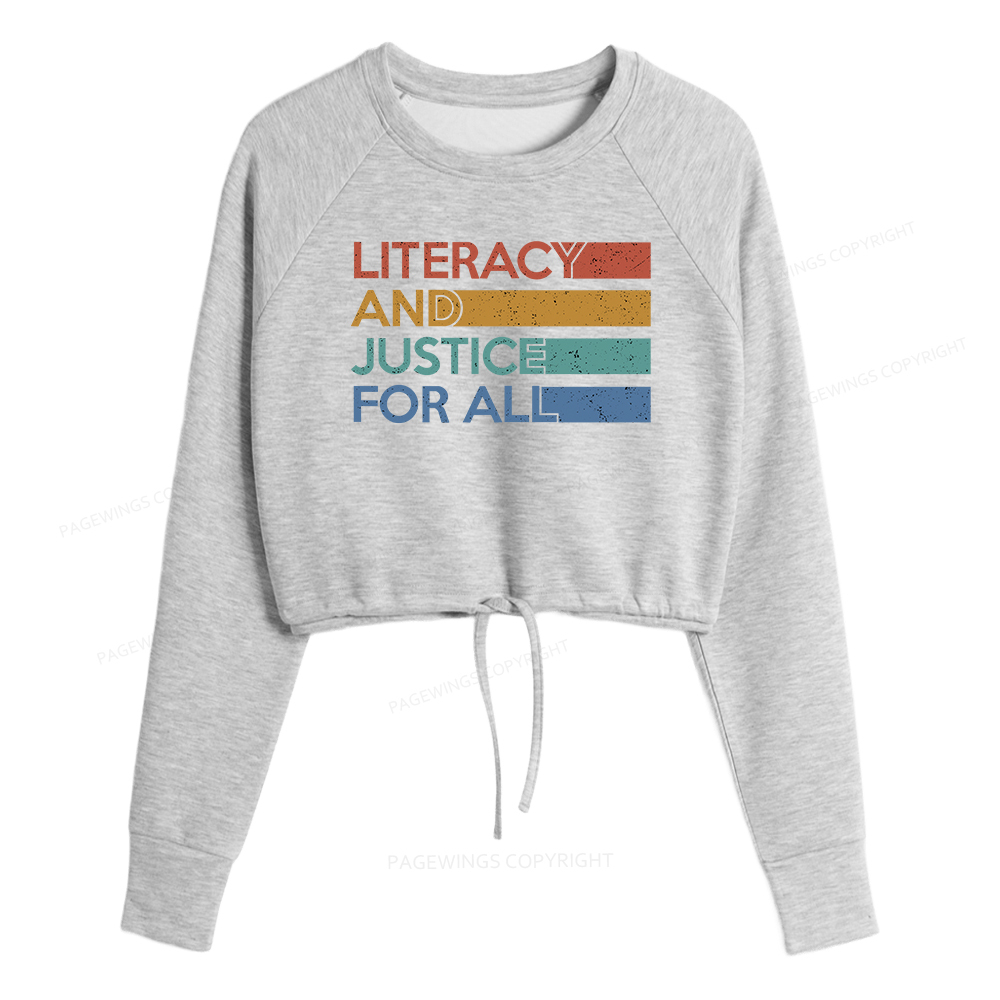 Pagewings Literacy and Justice For All Women Cropped Sweatshirt 