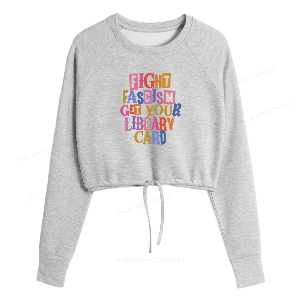 Pagewings Get Your Library Card Women Cropped Sweatshirt 