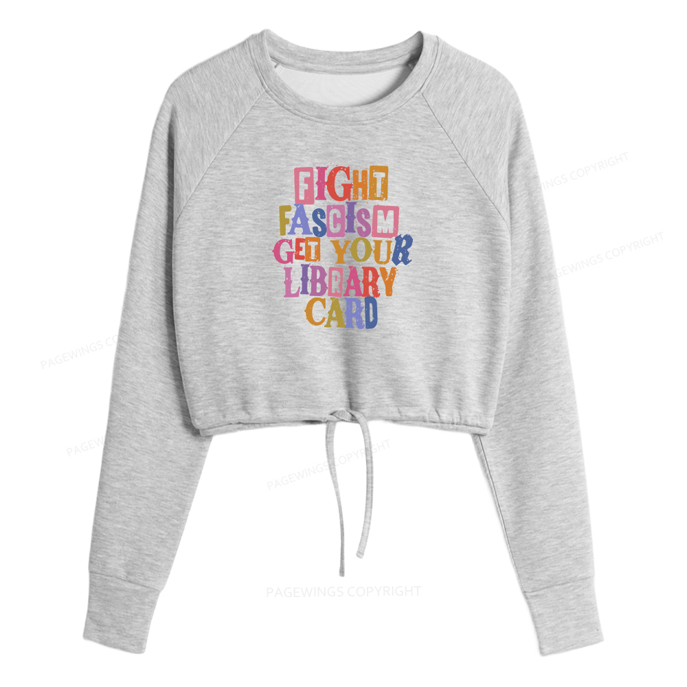 Pagewings Get Your Library Card Women Cropped Sweatshirt 
