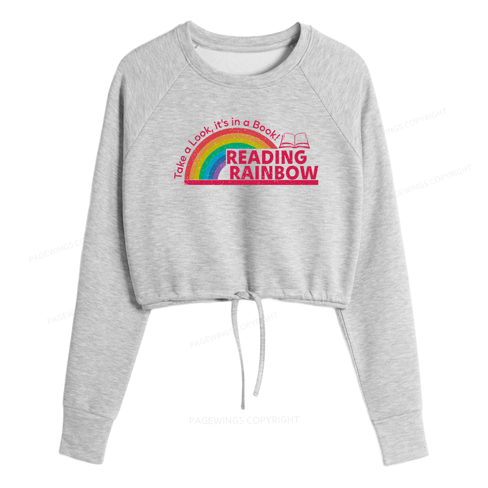 Pagewings Reading With Rainbow Women Cropped Sweatshirt 