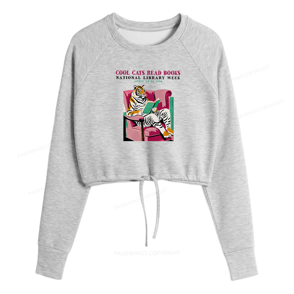 Pagewings Library Week Poster 1996 Women Cropped Sweatshirt 