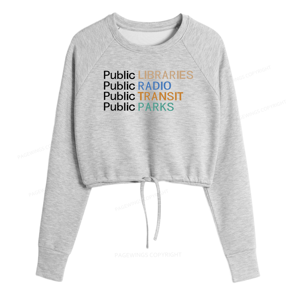 Pagewings Public Libraries Radio Transit Parks Women Cropped Sweatshirt 