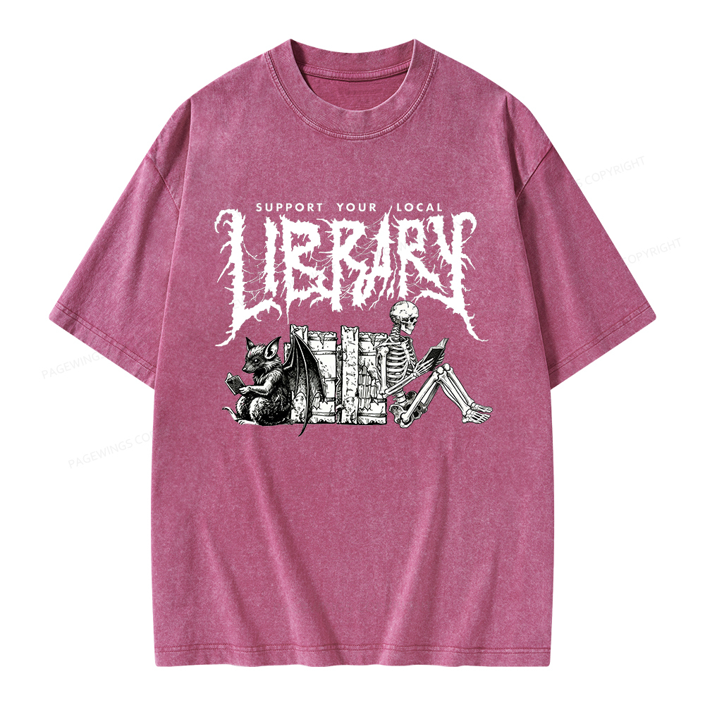 Pagewings Support Your Local Library Unisex Washed T-shirt