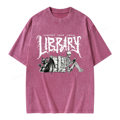 Pagewings Support Your Local Library Unisex Washed T-shirt