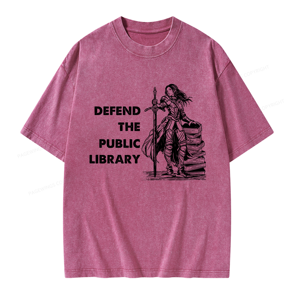 Pagewings Defend The Public Library Unisex Washed T-shirt