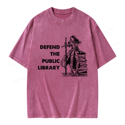 Pagewings Defend The Public Library Unisex Washed T-shirt