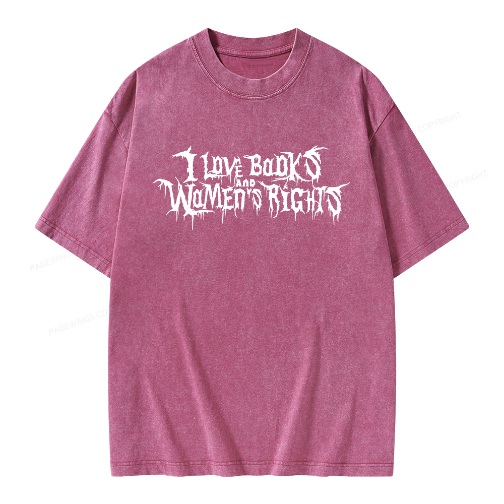 Pagewings I Love Books And Women's Rights Unisex Washed T-shirt