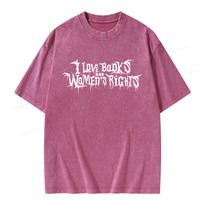 Pagewings I Love Books And Women's Rights Unisex Washed T-shirt
