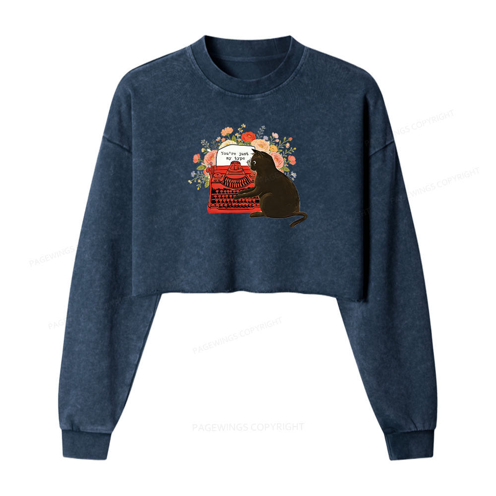 Pagewings You're Just My Type Washed Crop Sweatshirt
