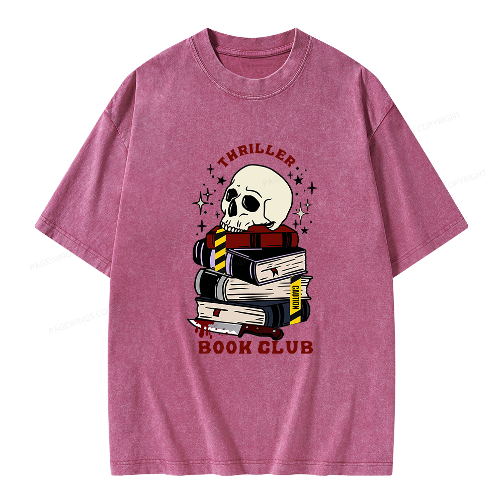 Pagewings Thriller Book Club Unisex Washed T-shirt
