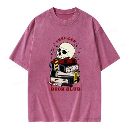 Pagewings Thriller Book Club Unisex Washed T-shirt