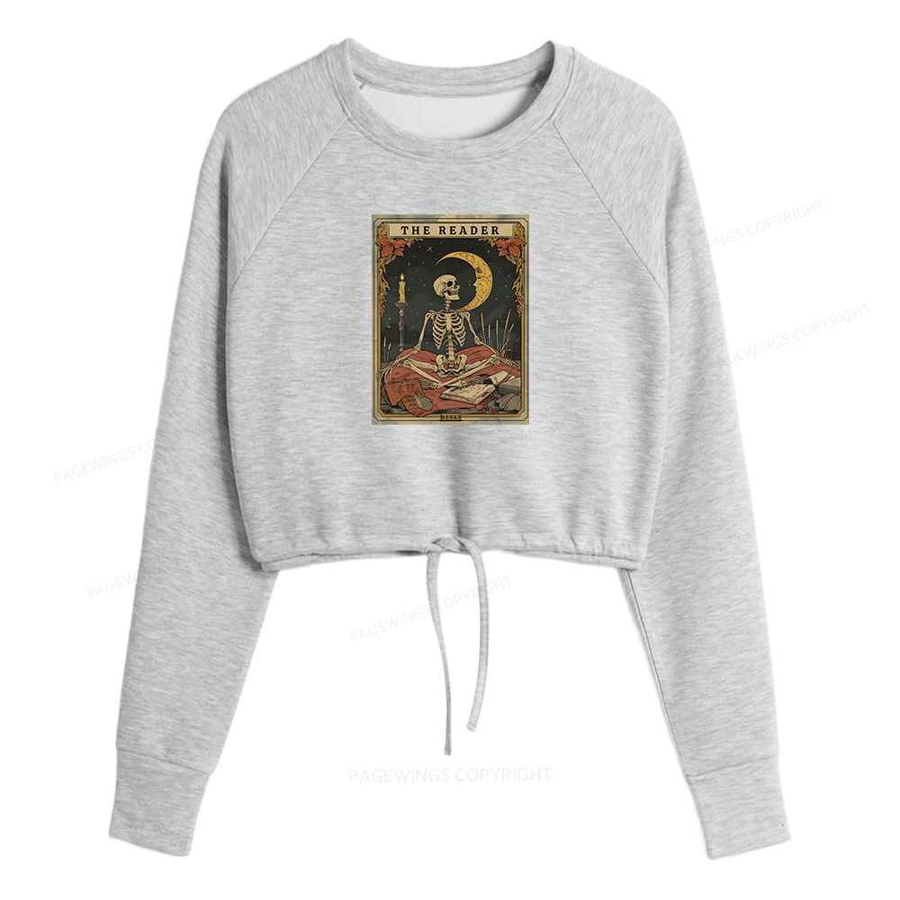 Pagewings The Reader Tarot Card Women Cropped Sweatshirt 