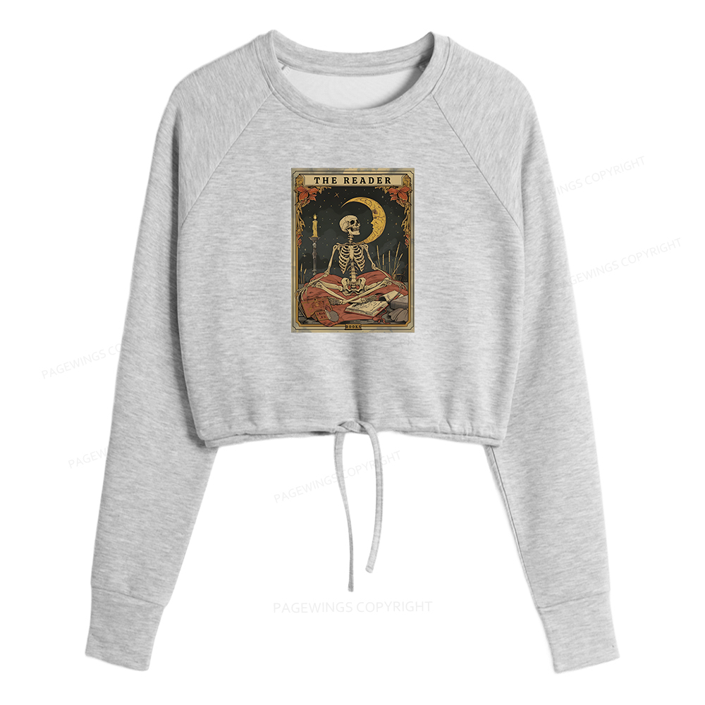 Pagewings The Reader Tarot Card Women Cropped Sweatshirt 