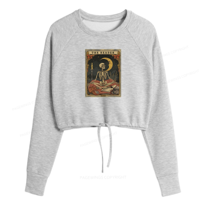 Pagewings The Reader Tarot Card Women Cropped Sweatshirt 
