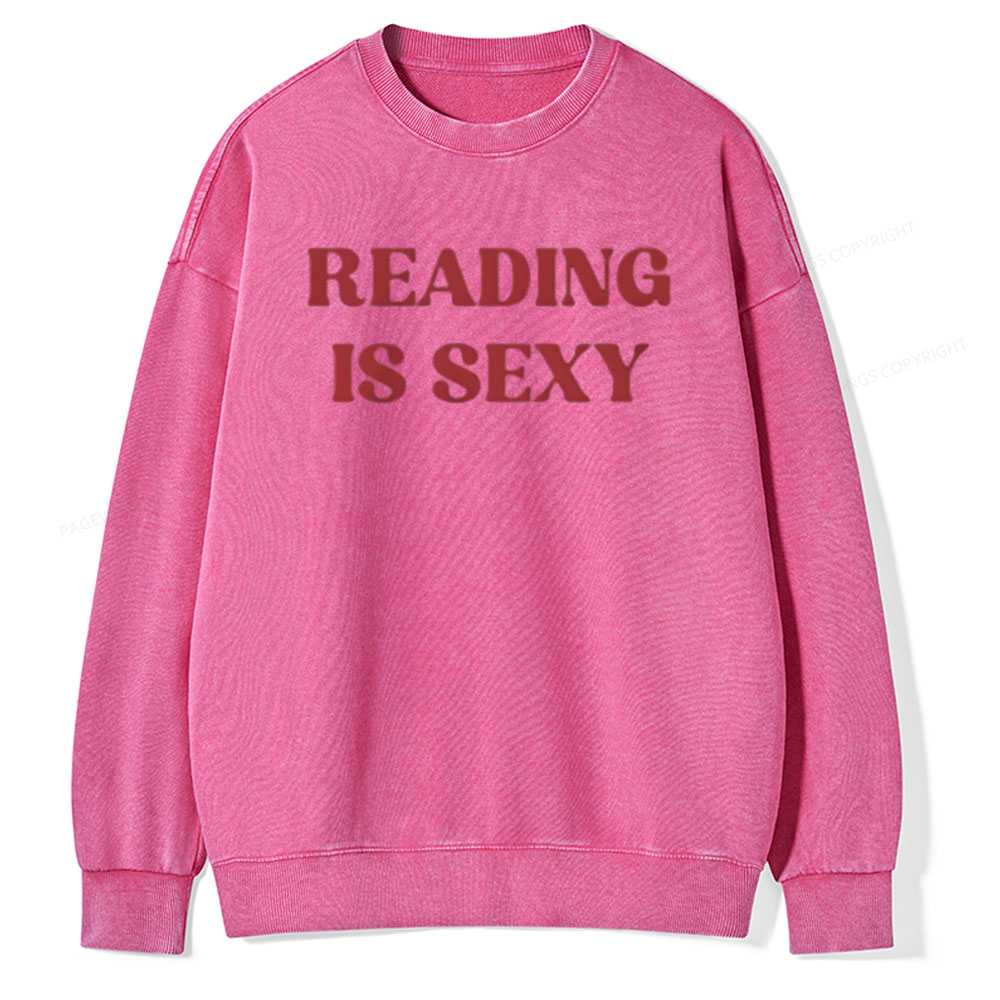 Pagewings Reading Is Sexy Shirt, Book Lover Shirt Unisex Washed Sweatshirt