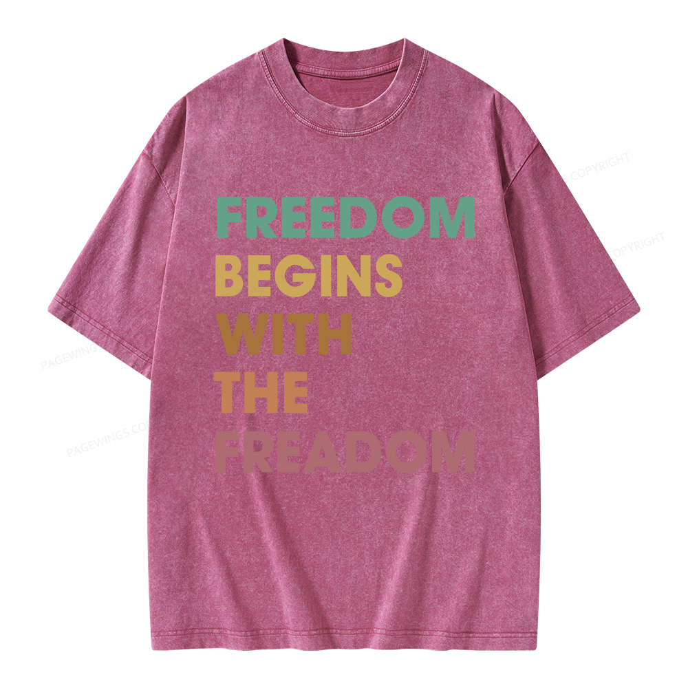 Pagewings Freedom Begins With The Freadom Unisex Washed T-shirt