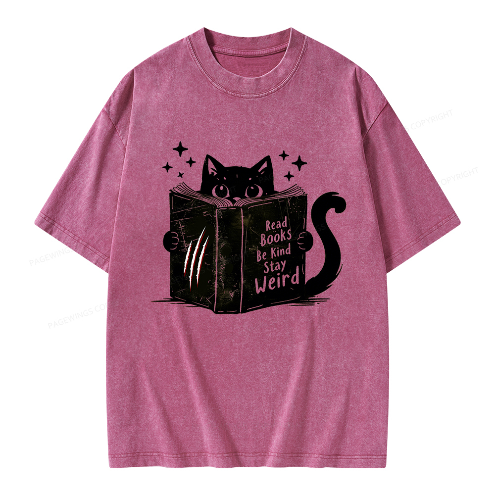Pagewings Read Books Be Kind Stay Weird Unisex Washed T-shirt