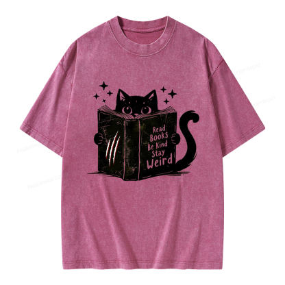Pagewings Read Books Be Kind Stay Weird Unisex Washed T-shirt