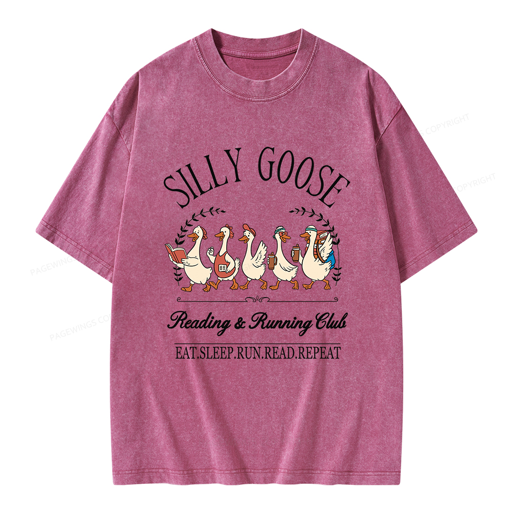 Pagewings  Silly Goose Reading And Running Club Unisex Washed T-shirt