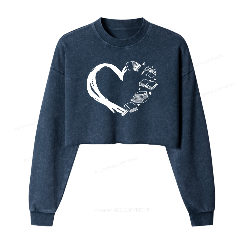 Pagewings Love of Books Washed Crop Sweatshirt