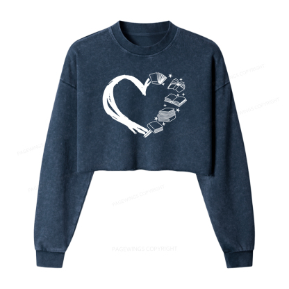 Pagewings Love of Books Washed Crop Sweatshirt