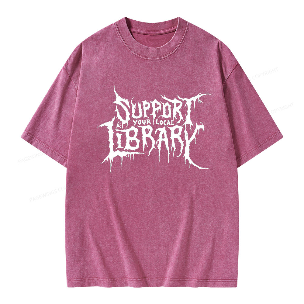 Pagewings Support Your Local Library Unisex Washed T-shirt