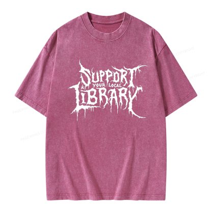 Pagewings Support Your Local Library Unisex Washed T-shirt