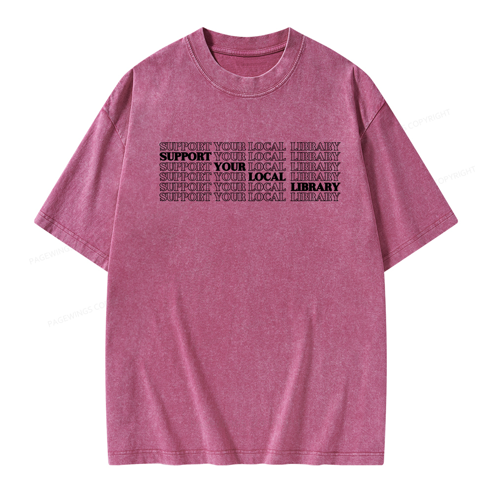 Pagewings Support your local library Unisex Washed T-shirt