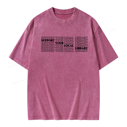 Pagewings Support your local library Unisex Washed T-shirt