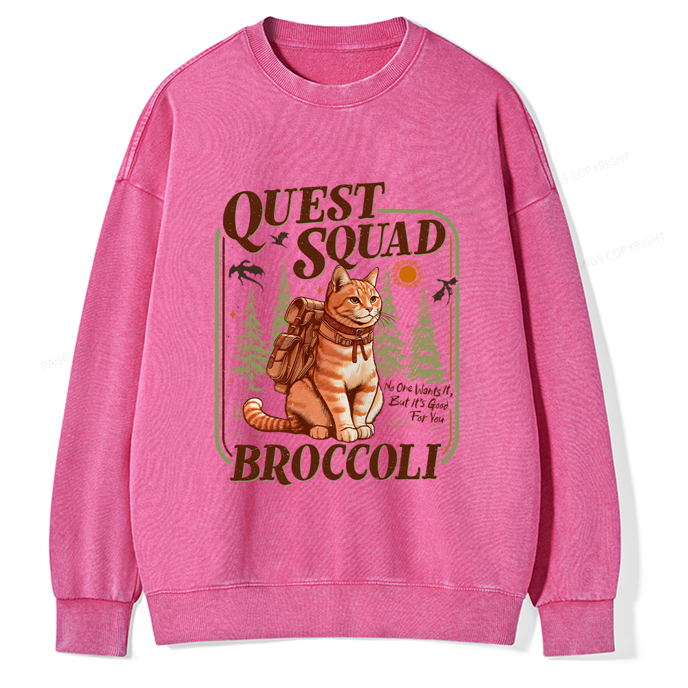 Pagewings Quest Squad Broccoli Unisex Washed Sweatshirt