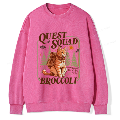 Pagewings Quest Squad Broccoli Unisex Washed Sweatshirt