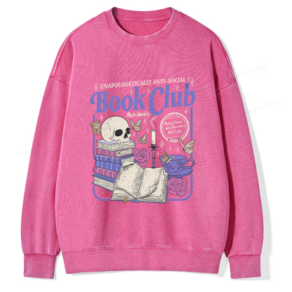 Pagewings Anti Social Book Club Unisex Washed Sweatshirt