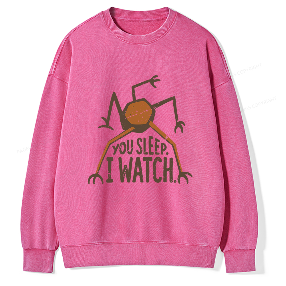 Pagewings You Sleep I Watch Unisex Washed Sweatshirt