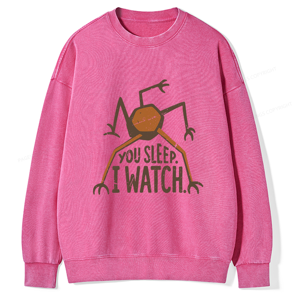Pagewings You Sleep I Watch Unisex Washed Sweatshirt