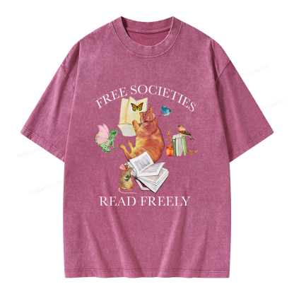 Pagewings Free societies read freely shirt Unisex Washed T-shirt