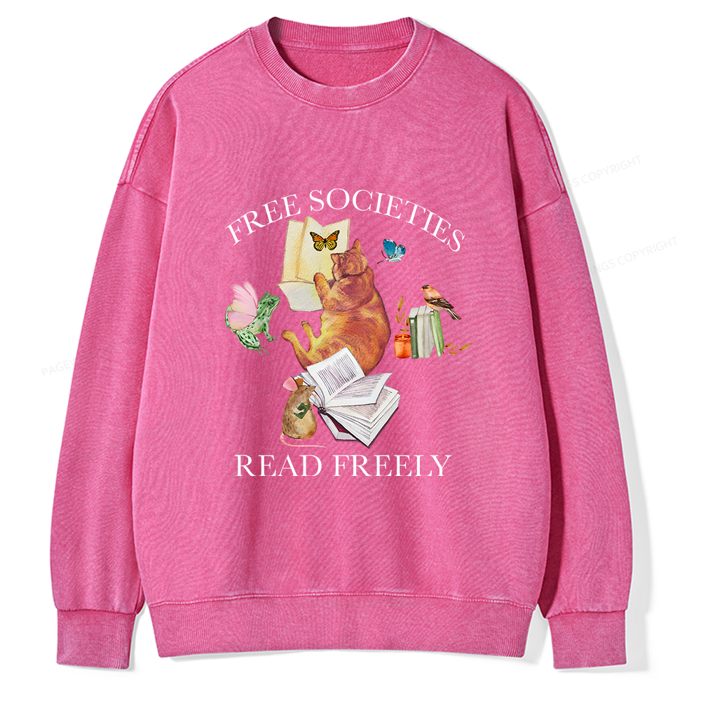 Pagewings Free societies read freely shirt Unisex Washed Sweatshirt