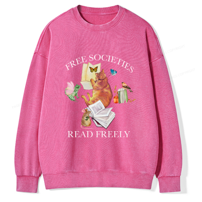 Pagewings Free societies read freely shirt Unisex Washed Sweatshirt