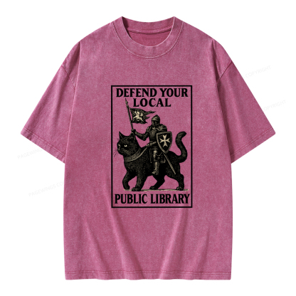 Pagewings Defend Your Local Library Unisex Washed T-shirt