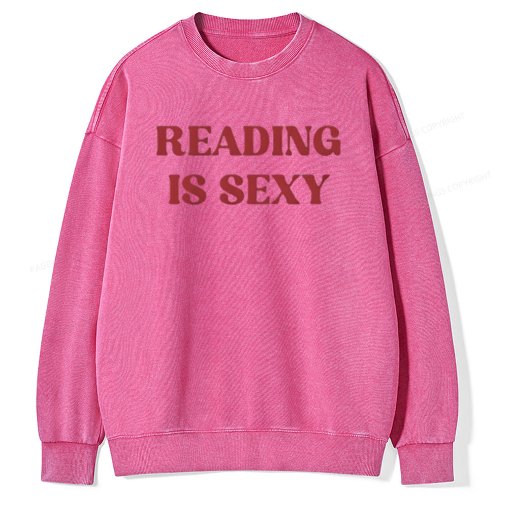 Pagewings Reading Is Sexy Shirt, Book Lover Shirt Unisex Washed Sweatshirt