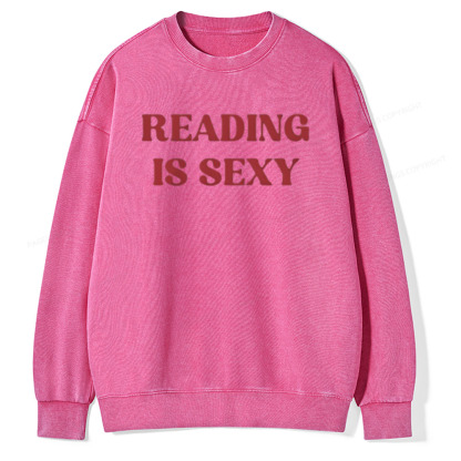 Pagewings Reading Is Sexy Shirt, Book Lover Shirt Unisex Washed Sweatshirt