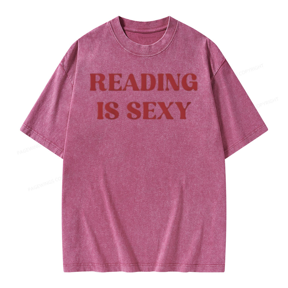Pagewings Reading Is Sexy Shirt, Book Lover Shirt Unisex Washed T-shirt