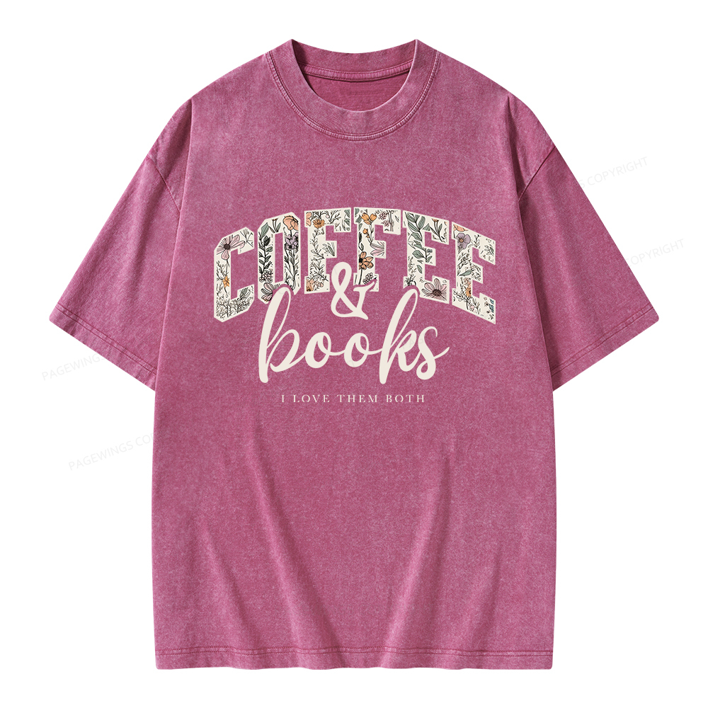 Pagewings Coffee And Books Unisex Washed T-shirt