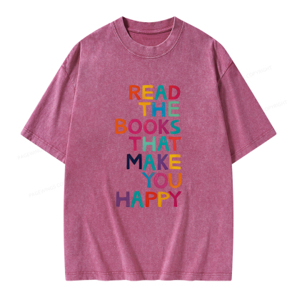 Pagewings Read The Books That Make You Happy Unisex Washed T-shirt