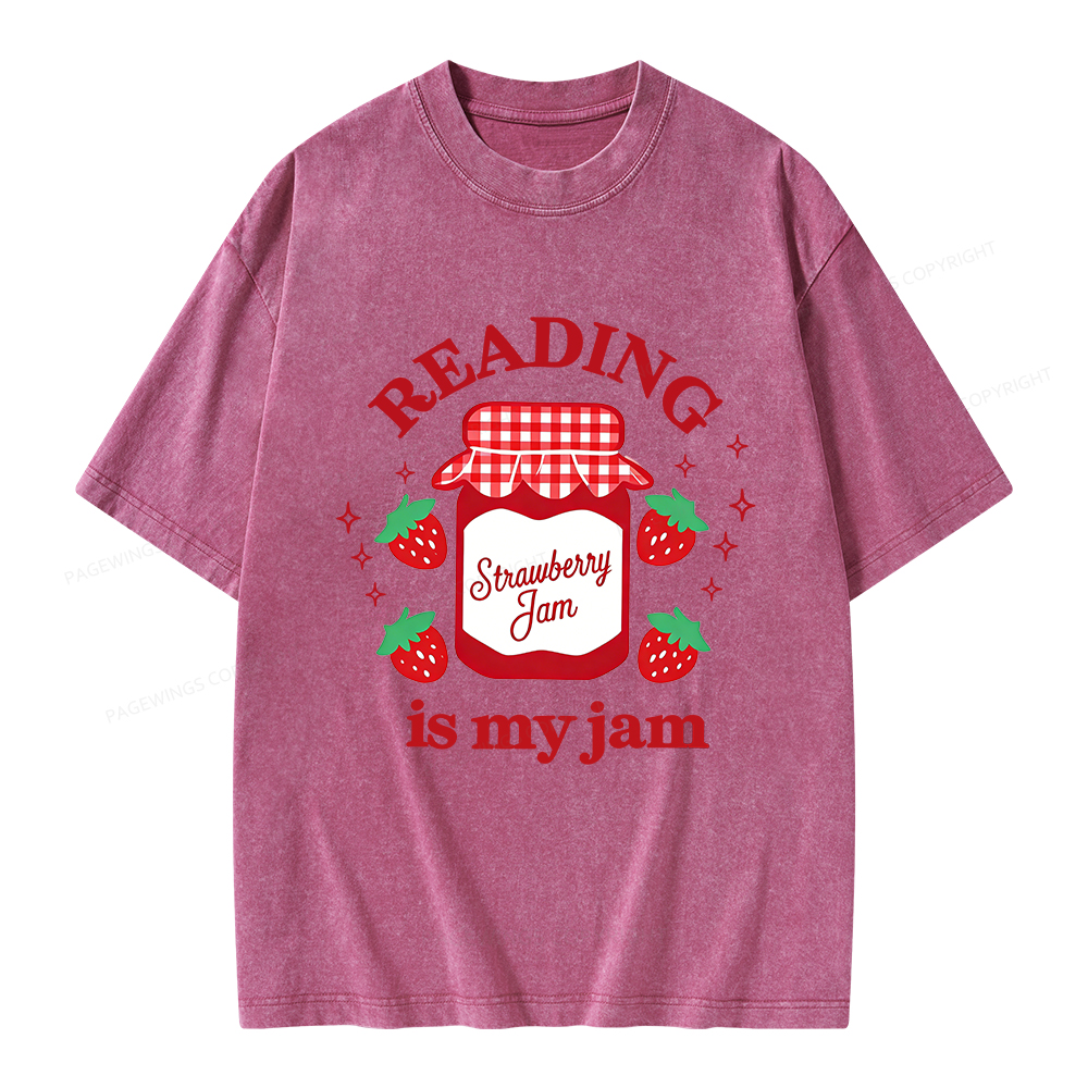 Pagewings Valentines Day Reading is My Jam Unisex Washed T-shirt