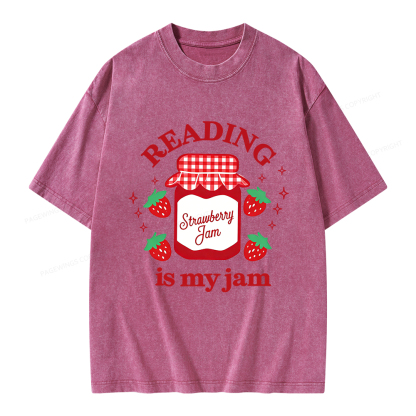 Pagewings Valentines Day Reading is My Jam Unisex Washed T-shirt