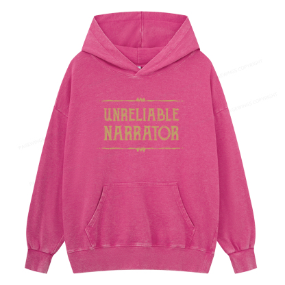 Pagewings Unreliable Narrator Unisex Washed Hoodie