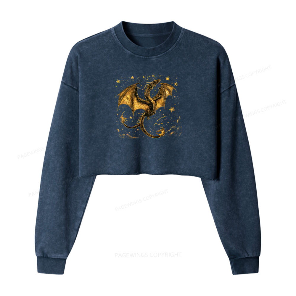 Pagewings Gold Fantasy Washed Crop Sweatshirt