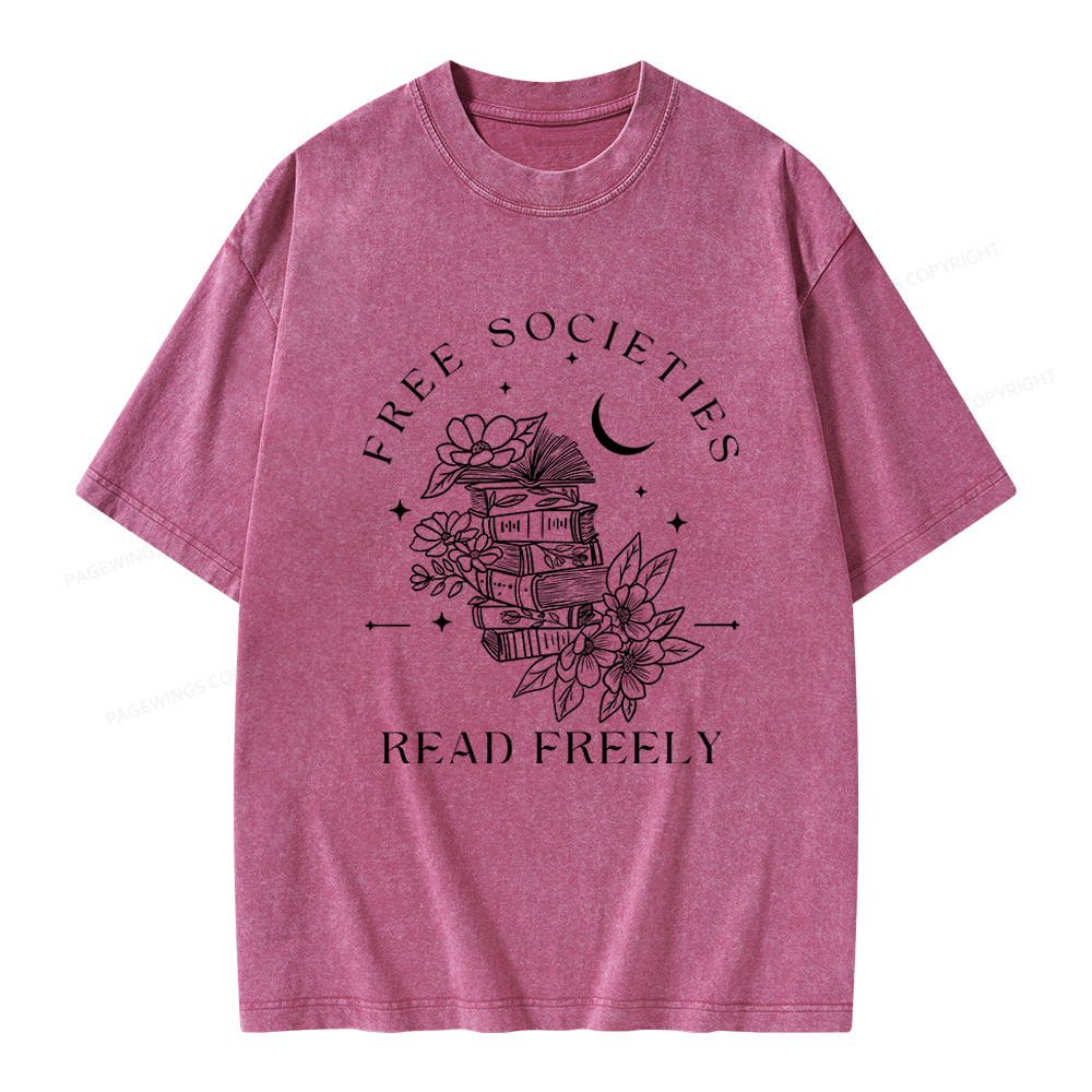 Pagewings Free Societies Read Freely Comfort Colors Shirt Unisex Washed T-shirt