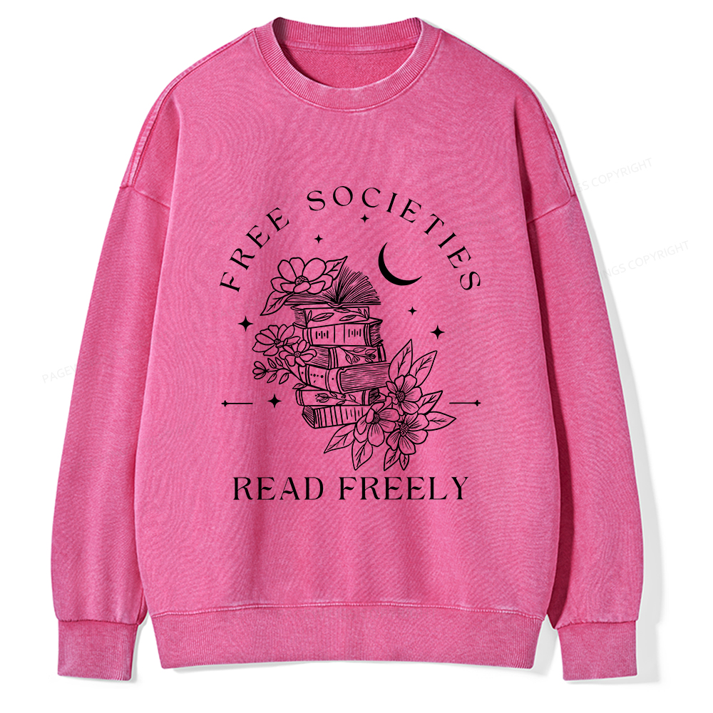 Pagewings Free Societies Read Freely Comfort Colors Shirt Unisex Washed Sweatshirt